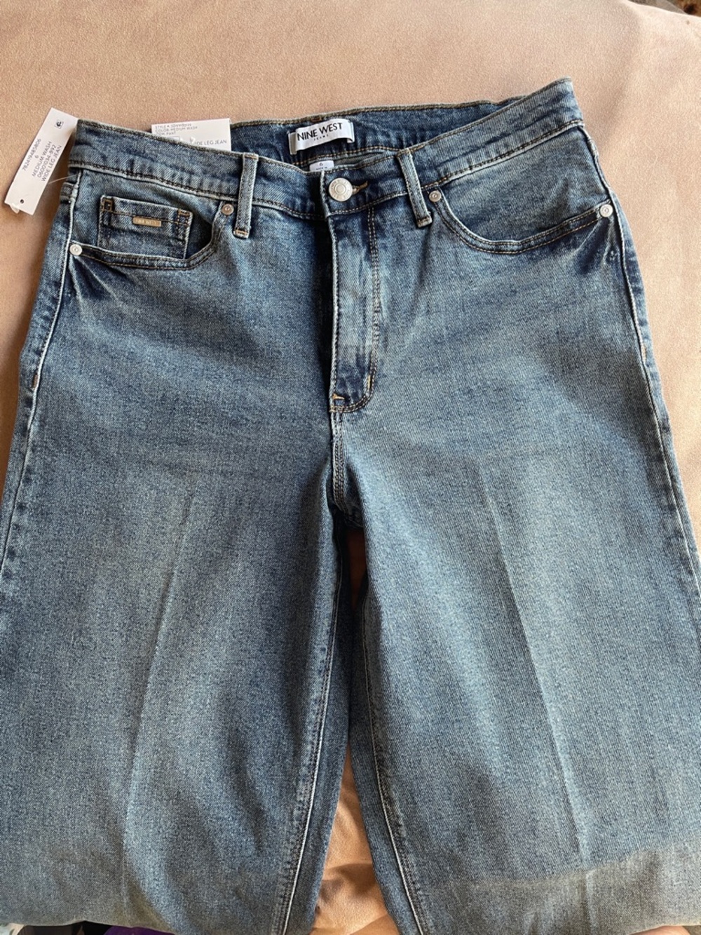 NEW Nine West Wide Leg High-Rise Jeans in Medium Wash Blue size 6 women’s NWT - Picture 6 of 10